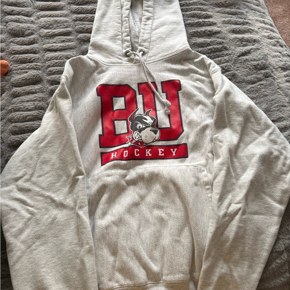 BU Hockey Champion Gray Reverse Weave Hoodie